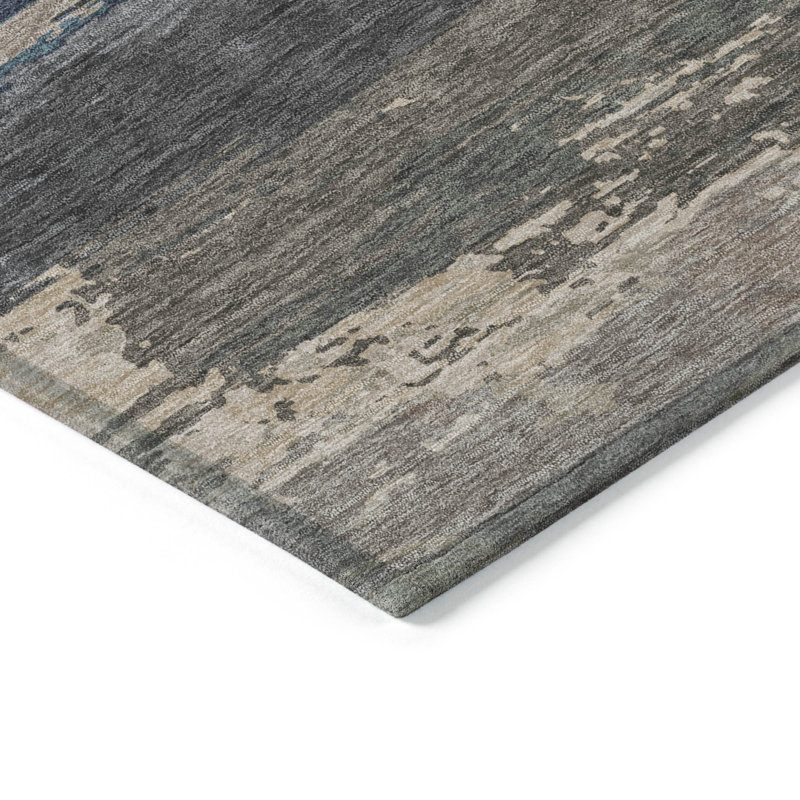 3' X 5' Black Abstract Washable Indoor Outdoor Area Rug