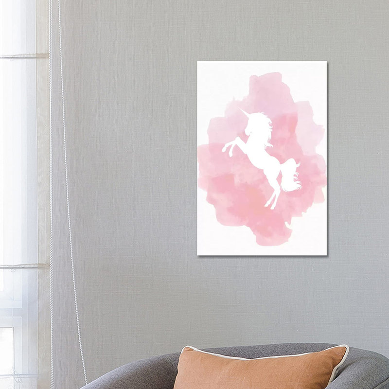 Unicorn Pink Watercolour 1 Piece Wrapped Canvas Painting, 66.04 cm H x 45.72 cm W x 1.91 cm D