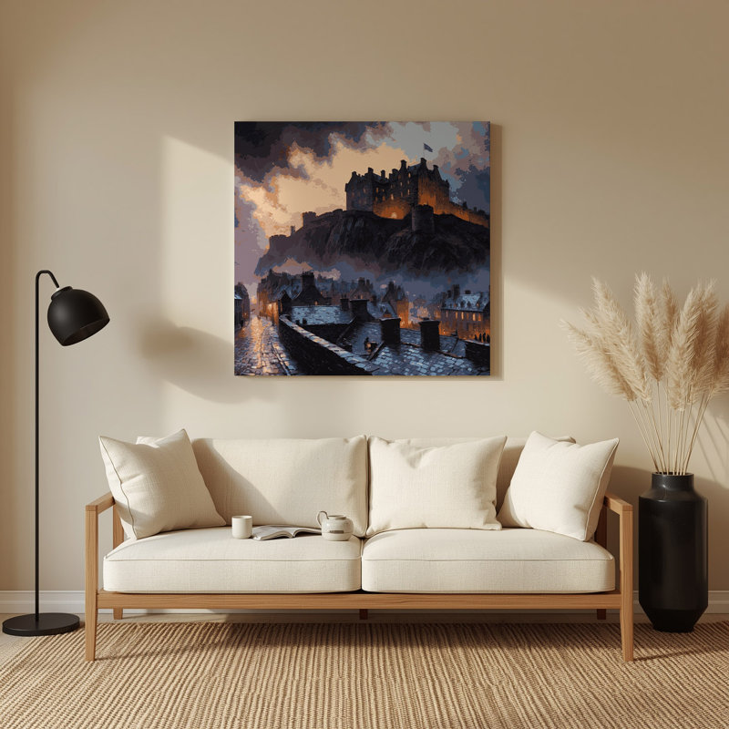 Art mural mauve, villes, Edimbourg, Écosse, H 144 po x l 144 po x P 0,05 po