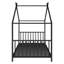 Structure de lit simple en métal noir avec toit-1023672971