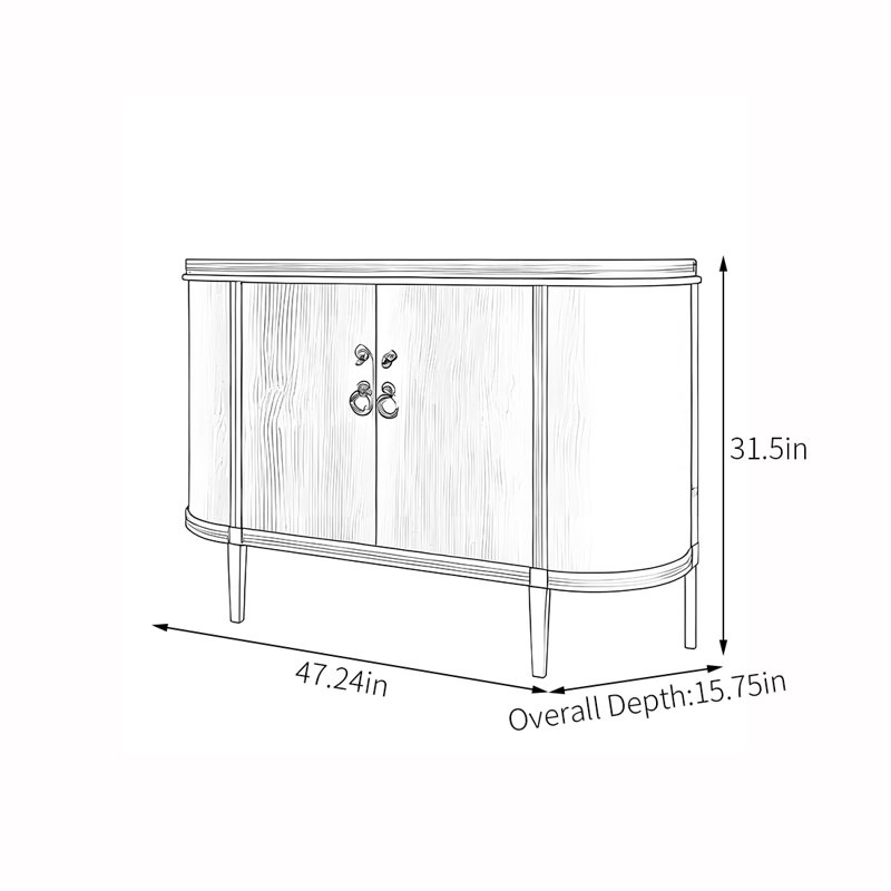Buffet rustique semi-circulaire à grande capacité