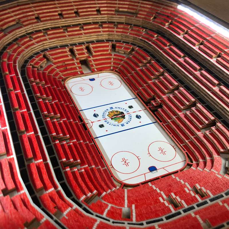 NHL 25-Layer StadiumViews Lighted End Table, Chicago Blackhawks, Espresso/Black