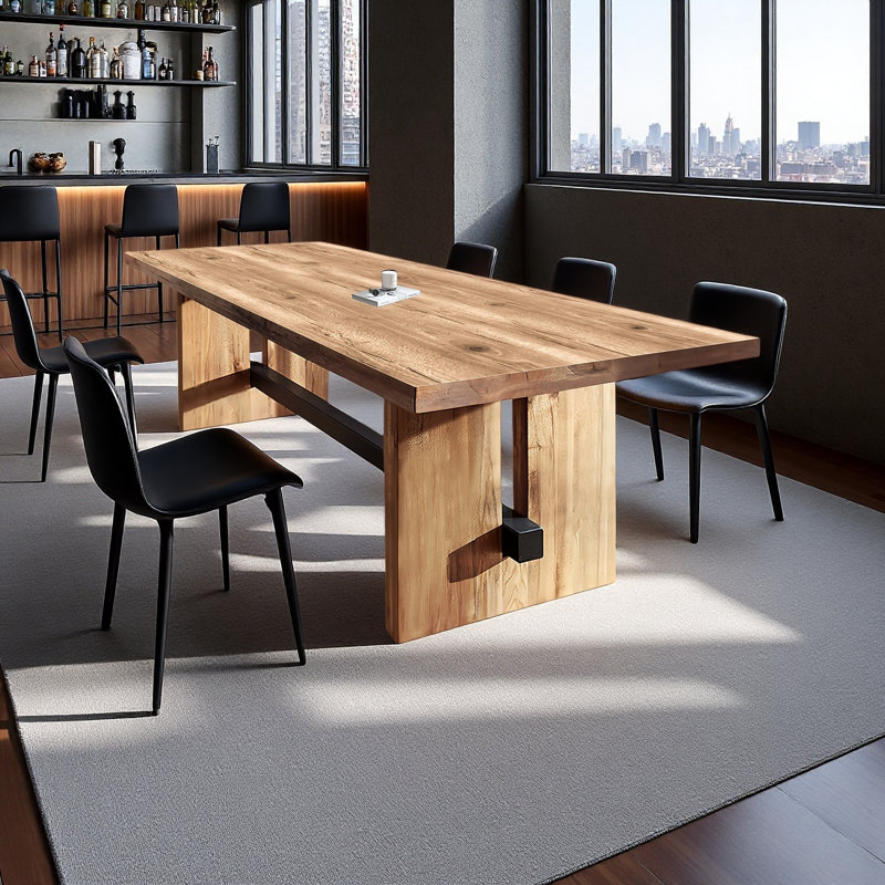 Table de salon moderne en bois massif, table de bar rectangulaire, H 29,53 po x L 78,74 po x l 31,5 po