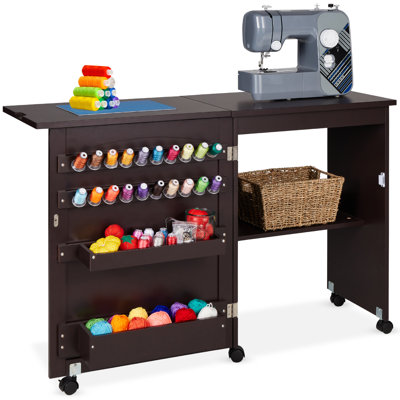 Table et bureau de machine à coudre avec bacs et rangement pour artisanat Best Choice Products - Gris