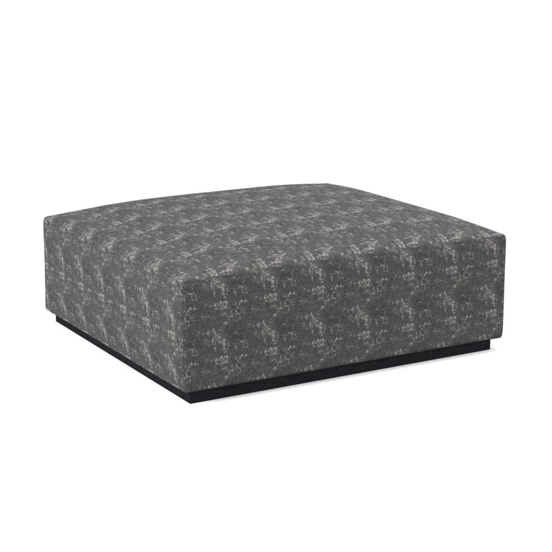 Club Square Ottoman, Margaret Lipstick Polyester Blend, Vintage Ebony