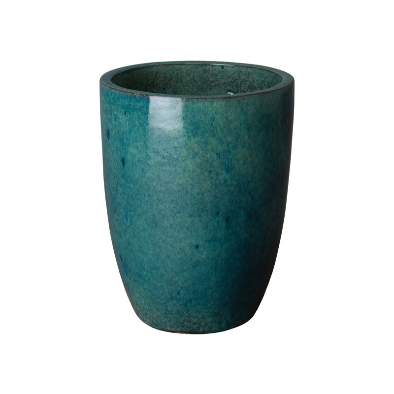 Pot à fleurs en céramique Silsbee, H 24 po x l 19 po x P 19 po, Bleu sarcelle