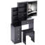 Ensemble de coiffeuse compacte avec tabouret rembourré et grand miroir coulissant, rangement grande capacité pour les petits espaces-1146639145