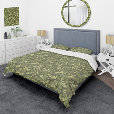 Green Creative Camouflage - Abstract Duvet Cover Set - Microfiber Polyester