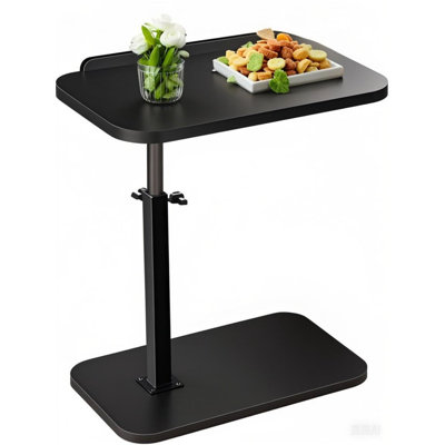 C Table End Table Adjustable Height,Laptop Table For Couch?Bed?Reading Nook,C Shaped End Table For Couch,360°Swivel TV Tray,Tables That Slide Under, Black