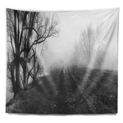 Tapisserie panorama paysage noir et blanc misty