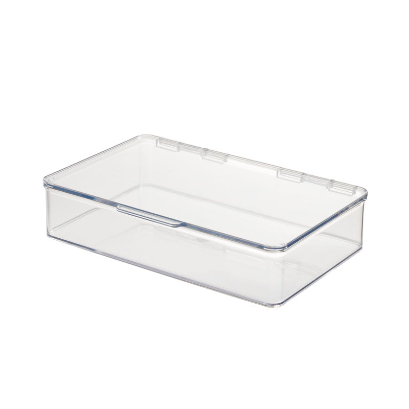 iDesign Kitchen Binz BPA-Free Plastic Stackable Organizer Box with Lid - 7.26" x 10.75" x 2.37", Clear