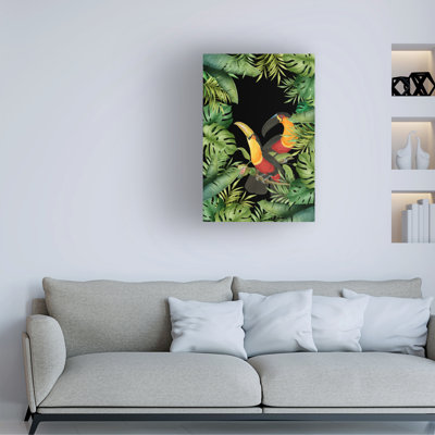Jungle avec toucans sur toile