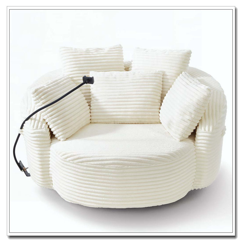 Fauteuil demi-tonneau pivotant à 360 °, Beige
