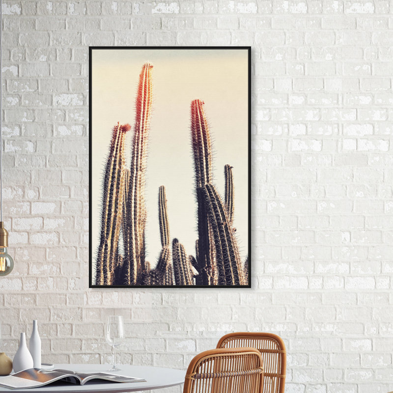Cactus Lighting Bright Botanicals - reproduction de photo, H 24 po x l 16 po x P 1,5 po, Cadre flottant noir