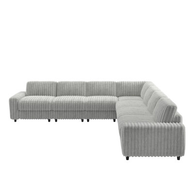Lirien Furry Channel Fabric Down-Filled Sectional Sofa - L-Shape Sectional