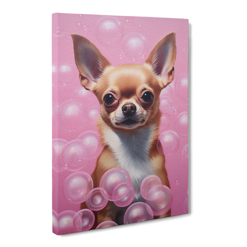 Chihuahua Bubble Gum Painting - Wrapped Canvas, 50cm H x 35cm W x 3cm D