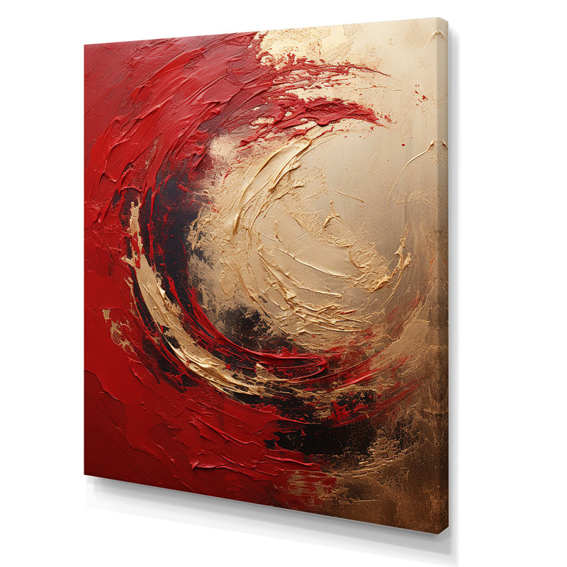 Fusion de l'or rouge - Spirale abstraite, impressions sur toile, Toile tendue, H 44 po x l 34 po x P 1,5 po