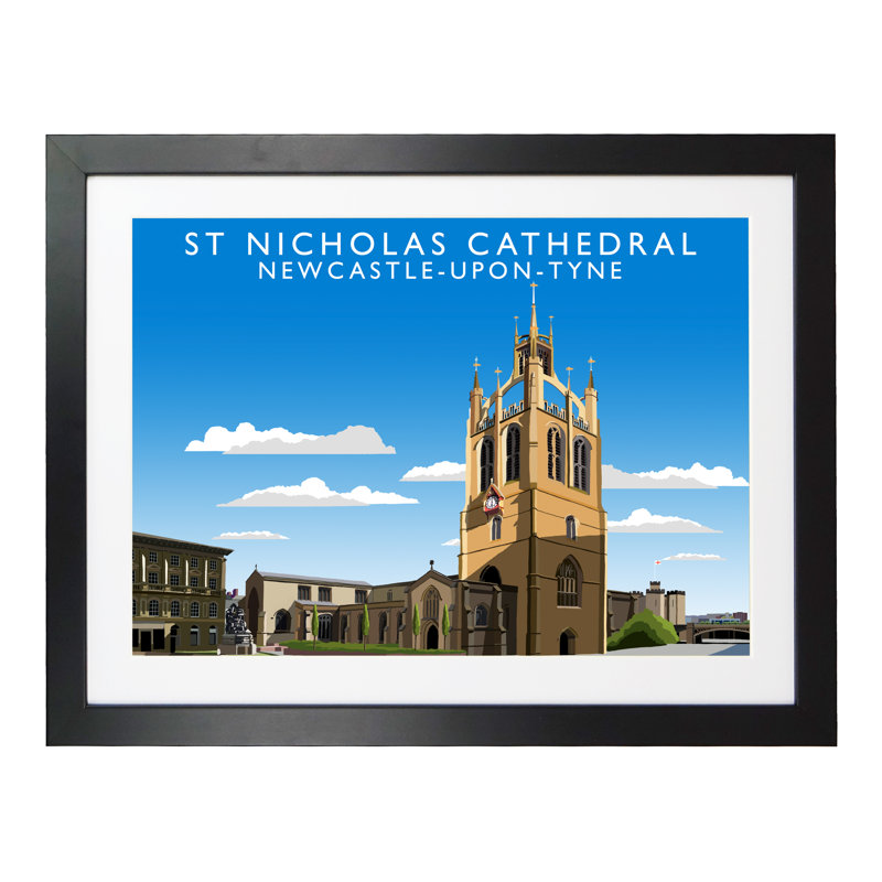 'St Nicholas Cathedral' 1 Piece Wall Art, 44 cm H x 54 cm W x 2.2 cm D, Black Wood Frame