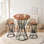 Ensemble de table de bar compacte 3 pièces avec 2 tabourets, plateau rond en panneau de fibres à densité moyenne noyer 31,5 po, structure en métal noir élégant, ensemble de comptoir de cuisine industriel