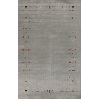 Tapis oriental turquoise fait à la main 5 x 8 po Gabbeh
