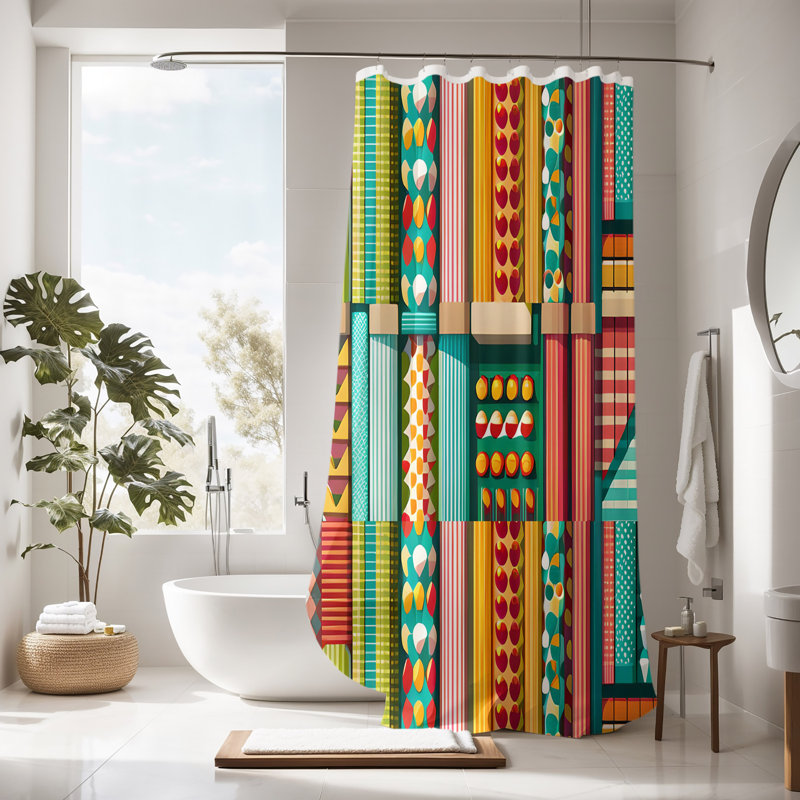 Abstract Shower Curtain, 83" H x 70" W