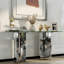 4 Piece Glass And Silver Living Room Table Set