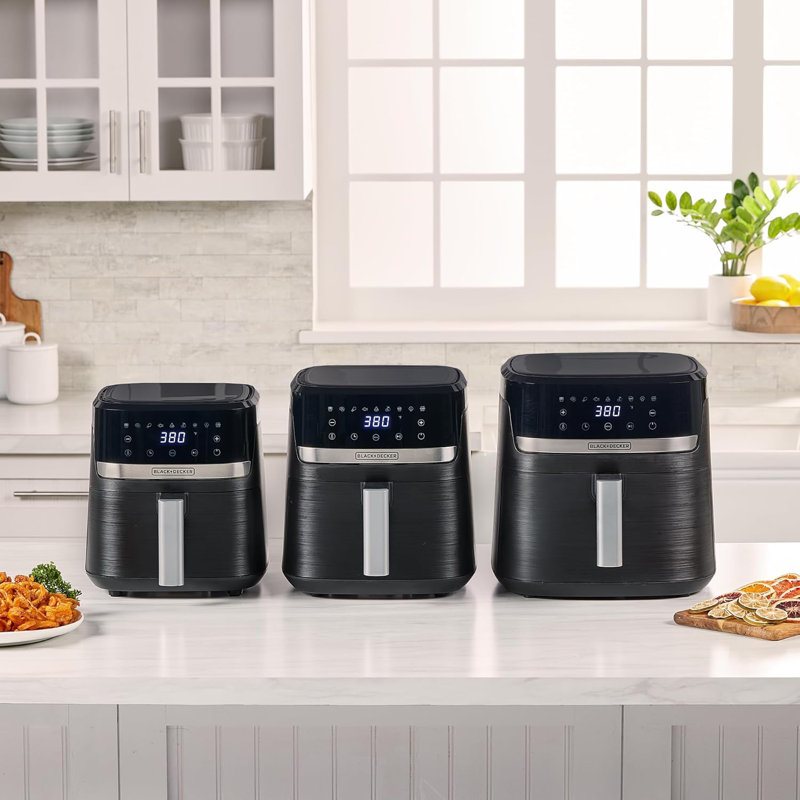 BLACK+DECKER Purify 2QT Air Fryer, Timer with Auto Shut-off and Shake Reminder, Digital LED Touchscreen and 9 Presets, 1000W, Dishwasher Safe Parts