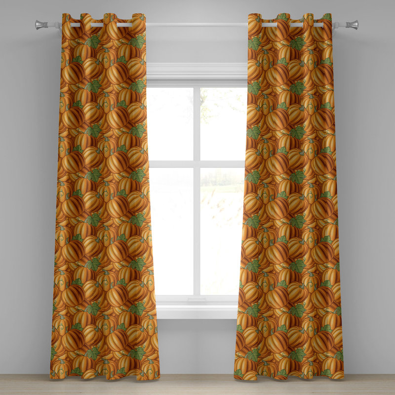 Rideaux décoratifs pour fenêtre à 2 panneaux East Urban Home Harvest, 50 po, vert orange, L 50 po x L 108 po
