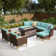 Argyri Wicker Outdoor Patio Conversation Furniture Sectional Set with Fire Pit Table