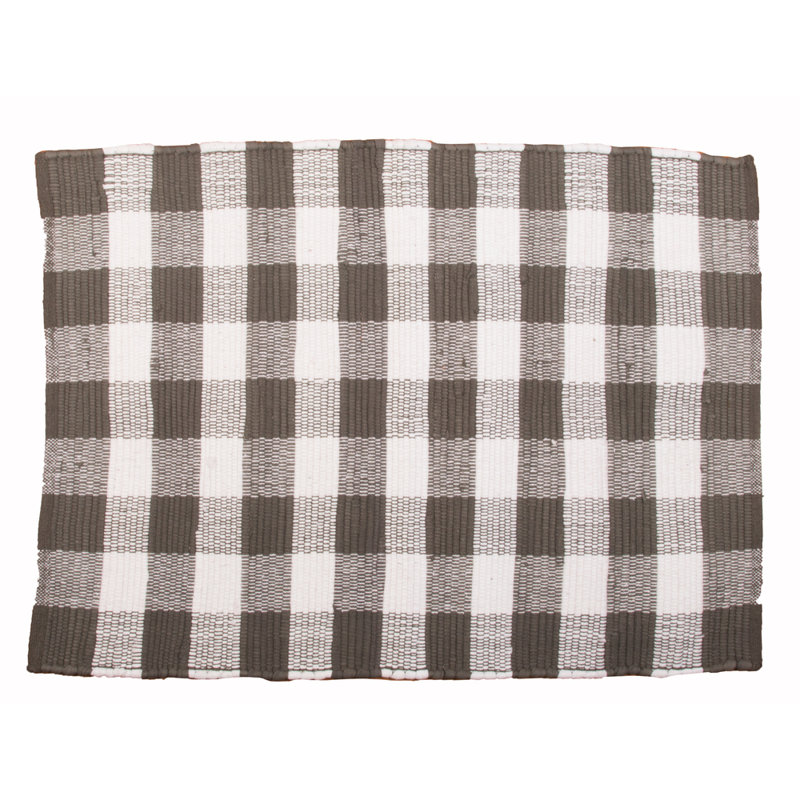 Kailianna Cotton Checkered Rug, Brown