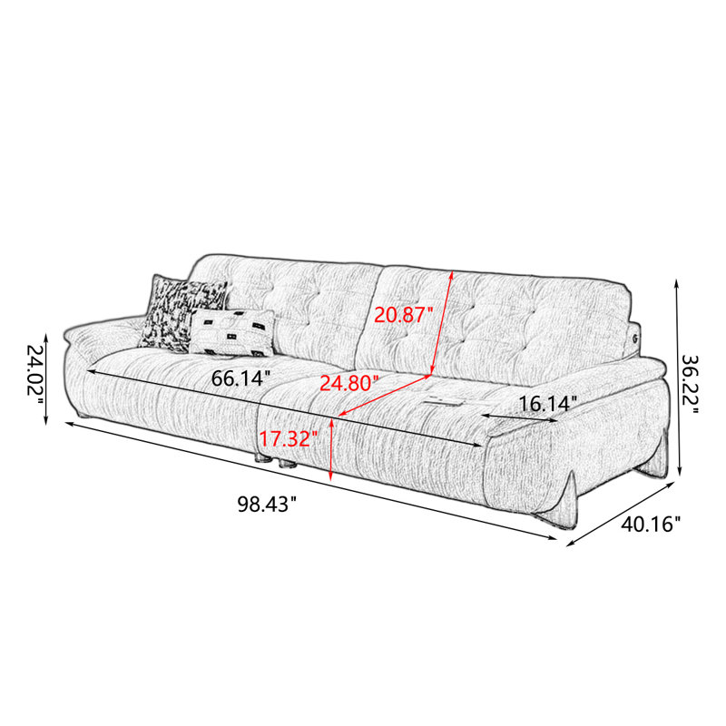 Canapé modulaire Chenille, H 36,22 po x l 98,43 po x P 40,16 po, Kaki