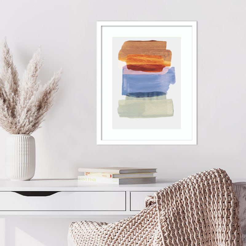 «Abstract Brush Strokes 49», impression encadrée sur papier par Mareike Bohmer, Blanc, H 21 po x l 17 po x P 1 po