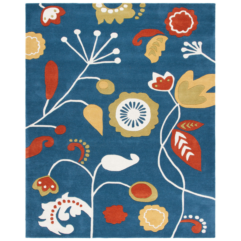 Soho Hand Tufted Wool And Viscose Floral Rug, Rectangle 7'6" x 9'6"