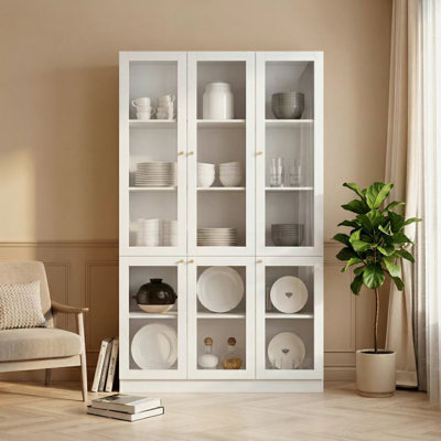 Armoire de salle à manger blanche 78,7 "avec 6 portes en acrylique