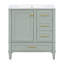 Meuble-lavabo de 30 po: armoire avec 3 tiroirs, fonction de fermeture en douceur, lavabo en céramique, comptoir blanc, tiroirs spacieux avec cadre en bois massif et 1 porte à fermeture, bois, assemblage facile pour la mise à niveau