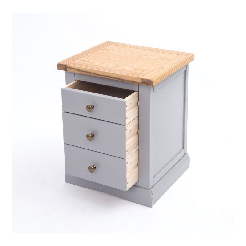 Milian 45cm W Solid + Manufactured Wood Bedside Table, Grey/Gold