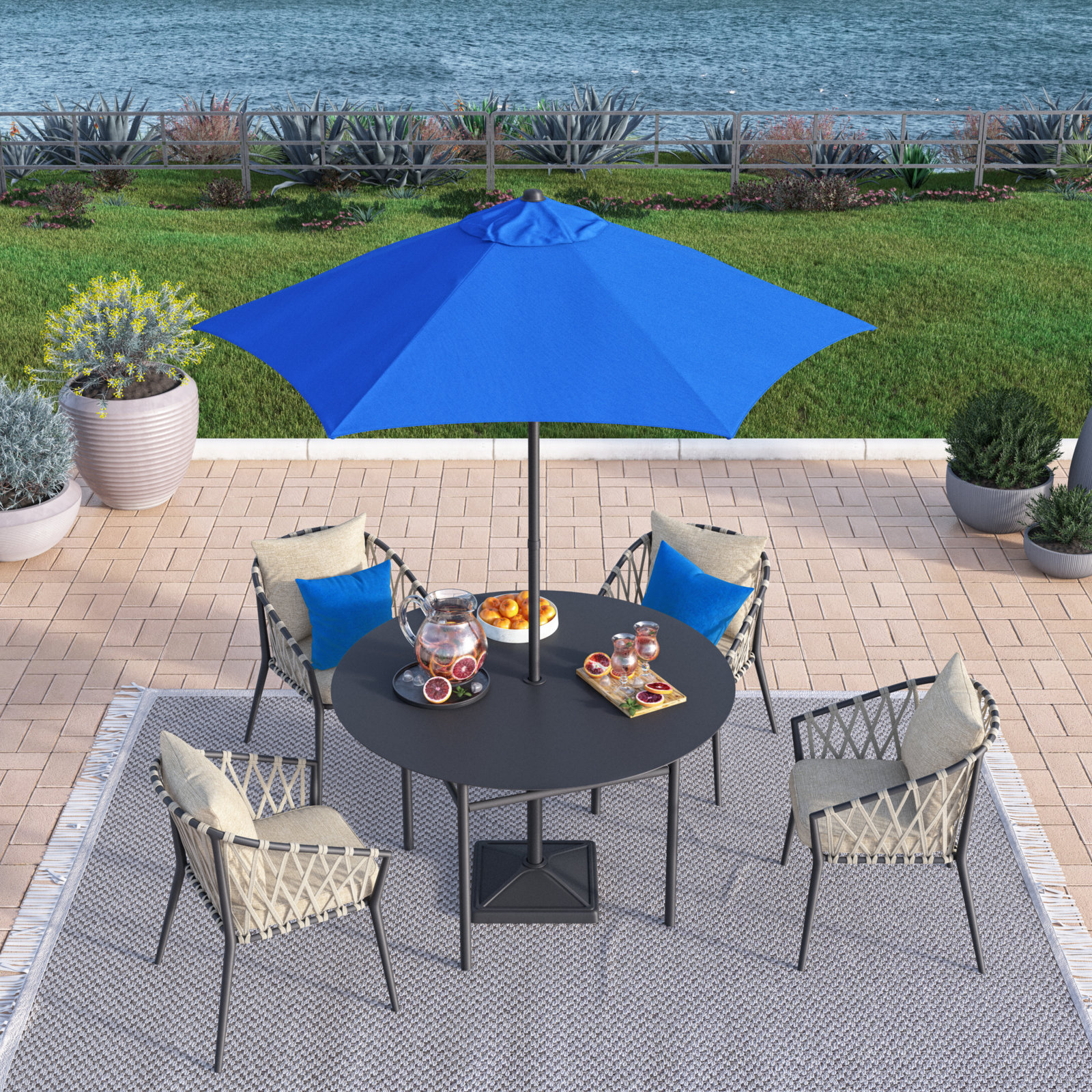 Toscana 90'' Outdoor Umbrella, Pacific Blue