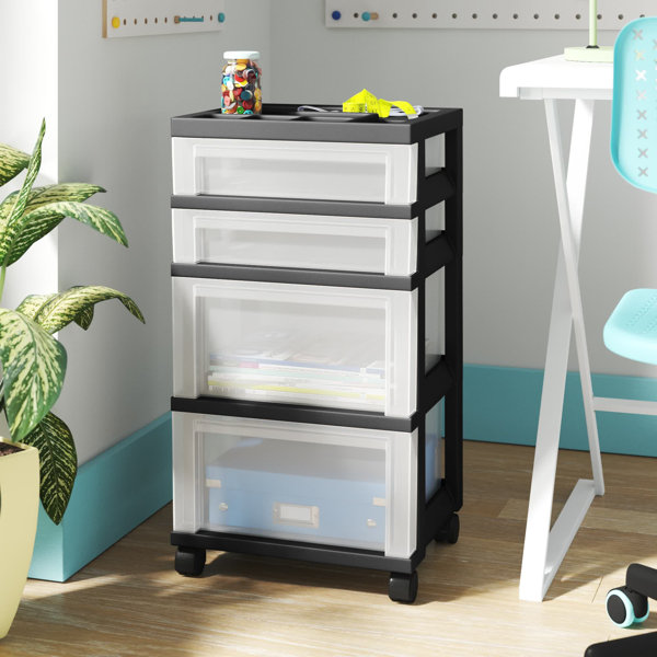 Homz Medium Stationary 6-Drawer Plastic Home Office Bedroom & Closet  Organizer Storage Drawers, Clear with Black Frame