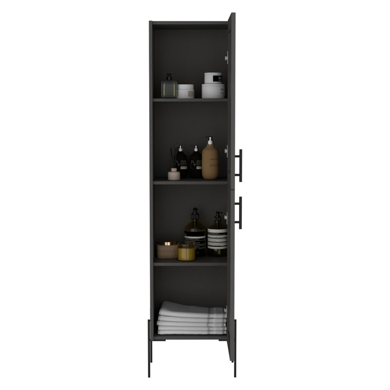 Grande armoire à shaker en lin à une porte à quatre niveaux 71 po Hagi