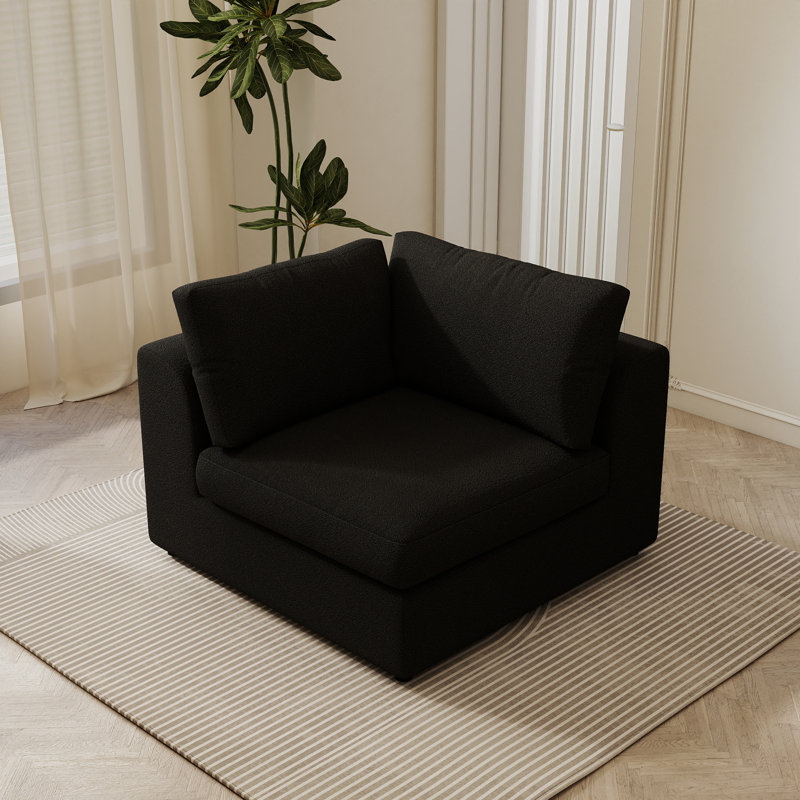 Fauteuil d'angle rembourré Akshata, Noir