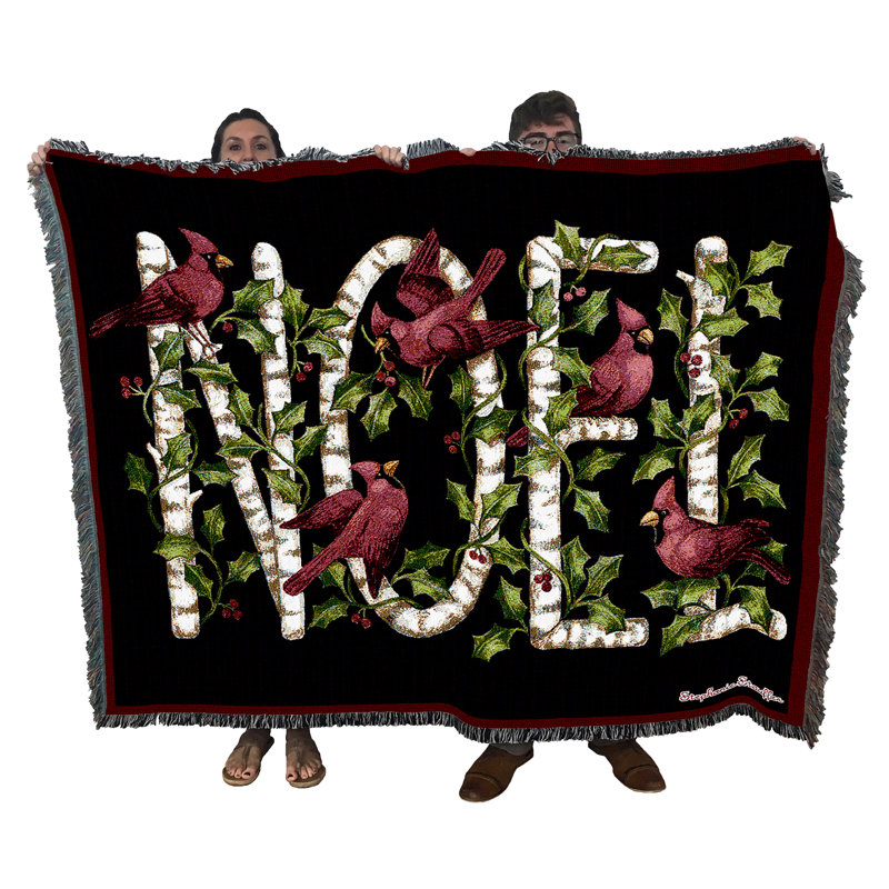 Couverture de Noël Pure Country Weavers par Stephanie Stouffer - jeté en coton tissé à la main Cardinal