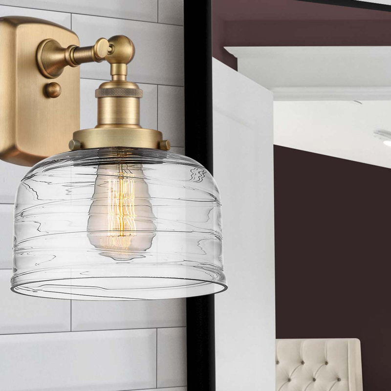 Applique murale 1 lumière 8 po Ballston Urban Bell, Tourbillon déco transparent, Laiton brossé, Incandescent