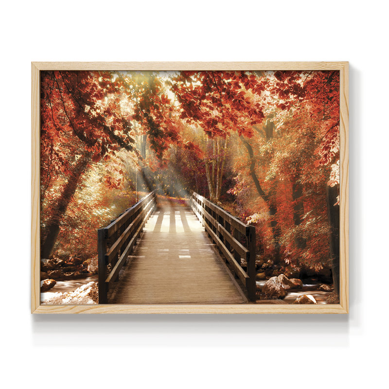 Autumn Bridge -Framed Print - Restickable, Natural, 16" H x 20" W