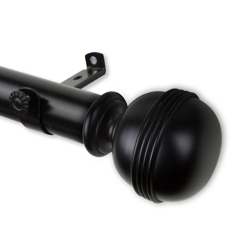 Shuster 1.5" Adjustable Single Curtain Rod, Noir, 115 po à 165 po de largeur