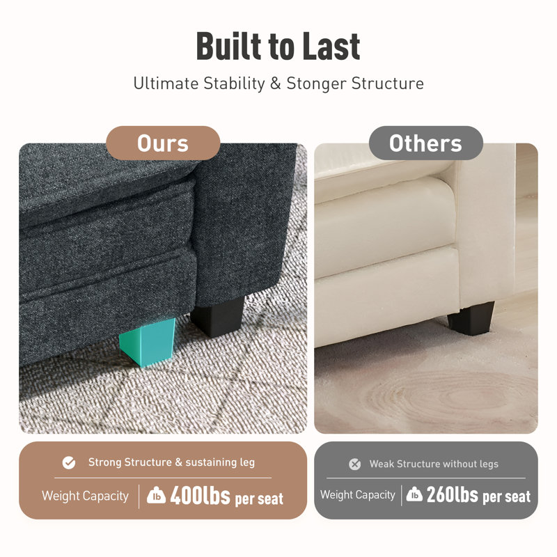 Ensemble de canapé modulaire rembourré 2 pièces, ensemble de canapé surdimensionné avec causeuse et fauteuil