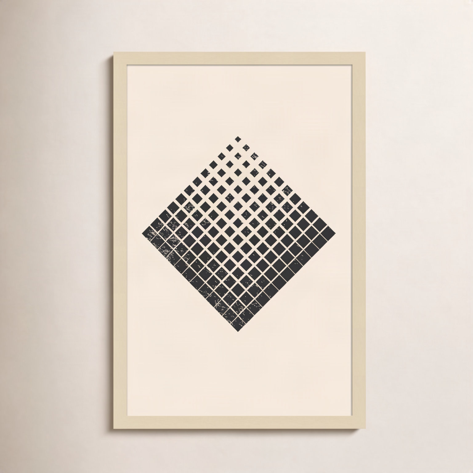 Minimal Halftone Shapes No. 3 Print, 25" H x 17" W x 1" D, Brown