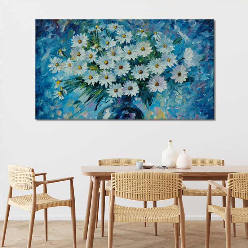 White Daisy Bouquet - Wrapped Canvas Print, 76cm H x 127cm W