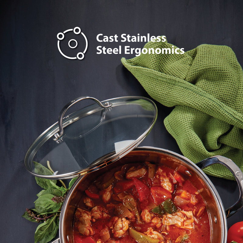 Non-Stick Stainless Steel Saucepan with Lid, 3.6 qt