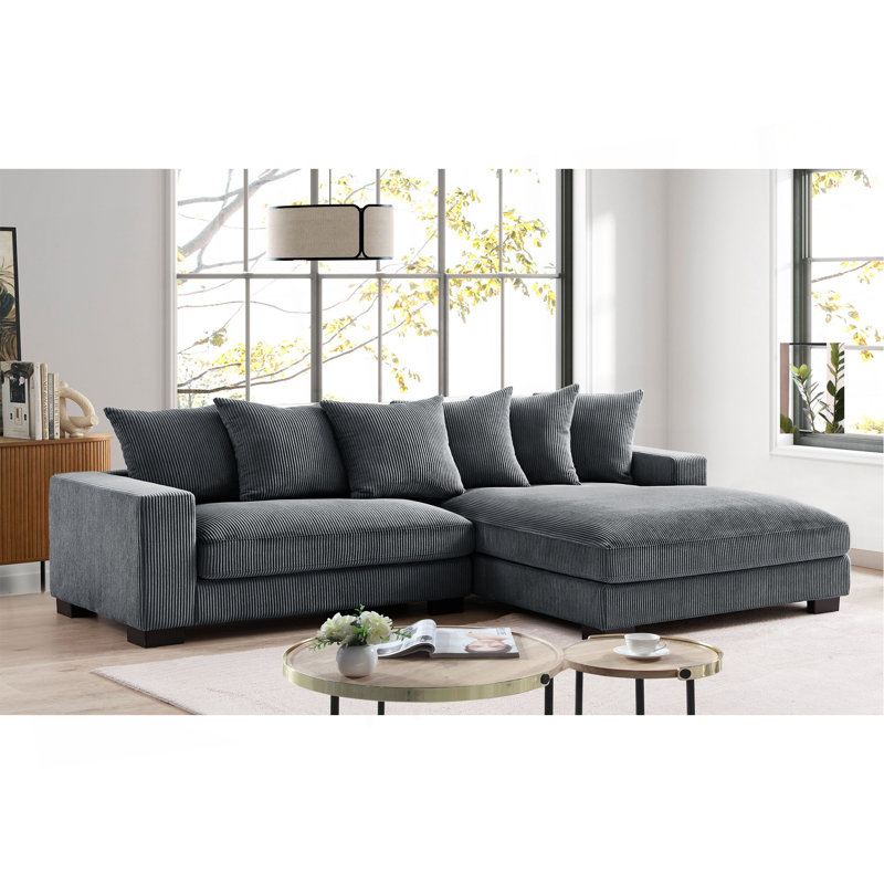 Canapé modulaire surdimensionné deux pièces, Gris, Orienté à droite
