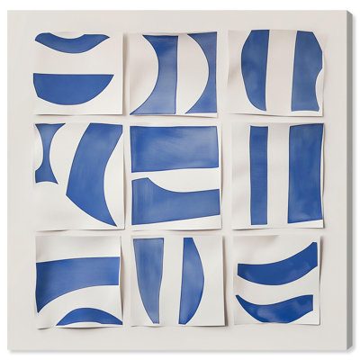 «Grid of Nine Blues I», reproduction d'art sur toile par Art Remedy, tendue avec châssis, 12 x 12